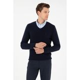 U.S. Polo Assn. Erkek Slim Fit V Yaka Lacivert Basic Kazak 50288886-VR033 - XL