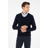U.S. Polo Assn. Erkek Slim Fit V Yaka Lacivert Basic Kazak 50288886-VR033