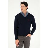U.S. Polo Assn. Erkek Slim Fit V Yaka Lacivert Basic Kazak 50293512-vr033