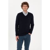U.S. Polo Assn. Erkek Slim Fit V Yaka Lacivert Basic Kazak 50313668-VR033 - XL