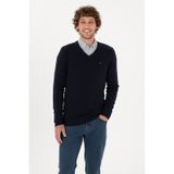 U.S. Polo Assn. Erkek Slim Fit V Yaka Lacivert Basic Kazak 50313668-VR033