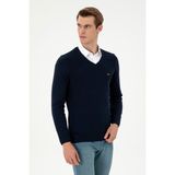 U.S. Polo Assn. Erkek Slim Fit V Yaka Lacivert Kazak 50297063-VR033