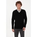 U.S. Polo Assn. Erkek Slim Fit V Yaka Siyah Basic Kazak 50313668-VR046 - 3XL - Siyah-128