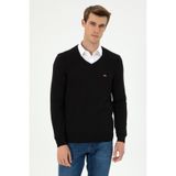 U.S. Polo Assn. Erkek Slim Fit V Yaka Siyah Kazak 50297063-VR046