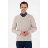 U.S. Polo Assn. Erkek Slim Fit V Yaka Taş Basic Kazak 50298283-VR049