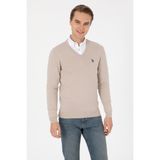 U.S. Polo Assn. Erkek Slim Fit V Yaka Taş Basic Kazak 50313662-VR049