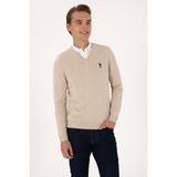 U.S. Polo Assn. Erkek Slim Fit V Yaka Taş Melanj Basic Kazak 50288881-VR225