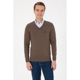 U.S. Polo Assn. Erkek Slim Fit V Yaka Vizon Basic Kazak 50313662-VR052