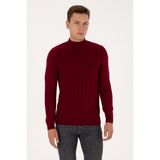 U.S. Polo Assn. Erkek Slim Fit Yarım Balıkçı Yaka Bordo Kazak 50315037-VR014