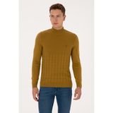 U.S. Polo Assn. Erkek Slim Fit Yarım Balıkçı Yaka Hardal Kazak 50315037-VR151 - Oil