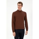 U.S. Polo Assn. Erkek Slim Fit Yarım Balıkçı Yaka Kahverengi Kazak 50297038-VR029 - 3XL - Kahverengi-200