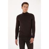 U.S. Polo Assn. Erkek Slim Fit Yarım Balıkçı Yaka Koyu Kahverengi Basic Kazak 50307783-VR084 - 2XL