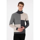 U.S. Polo Assn. Erkek Slim Fit Yarım Balıkçı Yaka Koyu Yeşil Kazak 50297057-VR049 - Taş