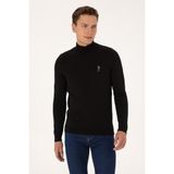 U.S. Polo Assn. Erkek Slim Fit Yarım Balıkçı Yaka Siyah Basic Kazak 50307783-VR046 - Siyah-128 - XL