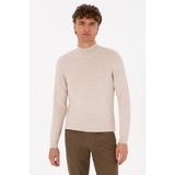 U.S. Polo Assn. Erkek Slim Fit Yarım Balıkçı Yaka Taş Basic Kazak 50307783-VR225 - Taş Melanj