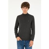 U.S. Polo Assn. Erkek Slim Fit Yarım Boğazlı Antrasit Melanj Basic Kazak 50293499-vr081