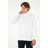 U.S. Polo Assn. Erkek Slim Fit Yarım Boğazlı Beyaz Basic Kazak 50288887-VR013 - 2XL