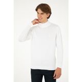 U.S. Polo Assn. Erkek Slim Fit Yarım Boğazlı Beyaz Basic Kazak 50288887-VR013
