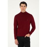 U.S. Polo Assn. Erkek Slim Fit Yarım Boğazlı Bordo Basic Kazak 50288887-VR014 - XL