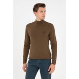 U.S. Polo Assn. Erkek Slim Fit Yarım Boğazlı Haki Basic Kazak 50293499-VR027 - Haki-289