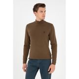 U.S. Polo Assn. Erkek Slim Fit Yarım Boğazlı Haki Basic Kazak 50293499-vr027