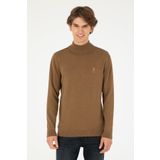 U.S. Polo Assn. Erkek Slim Fit Yarım Boğazlı Haki Melanj Basic Kazak 50288887-vr125