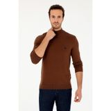 U.S. Polo Assn. Erkek Slim Fit Yarım Boğazlı Kahverengi Basic Kazak 50293499-vr029