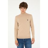 U.S. Polo Assn. Erkek Slim Fit Yarım Boğazlı Kum Melanj Basic Kazak 50293499-VR123 - XL