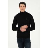 U.S. Polo Assn. Erkek Slim Fit Yarım Boğazlı Siyah Basic Kazak 50288887-VR046 - Siyah-128