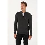 U.S. Polo Assn. Erkek Slim Fit Yarım Fermuarlı Antrasit Melanj Basic Kazak 50313695-VR081 - 3XL