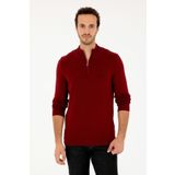 U.S. Polo Assn. Erkek Slim Fit Yarım Fermuarlı Bordo Basic Kazak 50293517-vr014