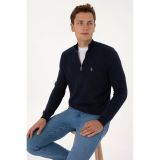 U.S. Polo Assn. Erkek Slim Fit Yarım Fermuarlı Lacivert Basic Kazak 50313695-VR033