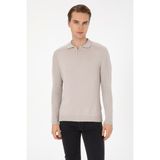 U.S. Polo Assn. Erkek Slim Fit Yarım Fermuarlı Polo Yaka Taş Kazak 50315806-VR049 - XL