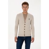 U.S. Polo Assn. Erkek Taş Melanj Basic Triko Hırka 50313702-VR225 - XL