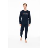 U.S Polo Assn. Erkek Uzun Kollu Bisiklet Yaka Paçası Bantlı Pijama Takımı, Lacivert, XL