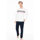 U.S Polo Assn. Erkek Uzun Kollu Bisiklet Yaka Pijama Takımı, Ekru, S Beden