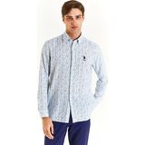 U.S. Polo Assn. Erkek Uzun Kollu Regular Gömlek %100 Pamuk 1831175 - Mavi