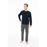 U.s. Polo Assn. Erkek Yaka Patlı Düz Paça Lacivert Pijama Takımı - Lacivert - Arsno18s96p6-Mlac