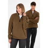 U.S. Polo Assn. Erkek Yarım Fermuarlı Haki Basic Polar Sweatshirt 50298085-vr027
