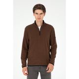 U.S. Polo Assn. Erkek Yarım Fermuarlı Kahverengi Basic Polar Sweatshirt 50298085-vr029