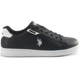 U.s. Polo Assn. Erkekler İçin Costa 5pr Siyah Sneaker Düz Taban ve Dayanıklı PU Malzeme - Siyah - Beyaz