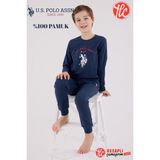 U.s. Polo Assn. Garson Erkek Çocuk %100 Pamuklu 4 Mevsim Kumaş Uzun Kollu Pijama Takım - Indigo - 12 - 13 Yaş