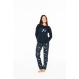 U.S. Polo Assn. Kadın %100 Pamuk Ay Desenli Pijama Takımı Düz Paça Lacivert - Lacivert - ARSNO20V15V5-VLAC