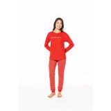 U.s. Polo Assn. Kadın %100 Pamuk Desenli Rahat Paça Lastikli Pijama Takımı Kırmızı - Kırmızı - Arsno20e14n7-Wkır