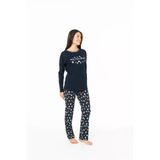 U.s. Polo Assn. Kadın %100 Pamuklu Düz Paça Desenli Lacivert Pijama Takımı - Lacivert - Arsno20c16j7-Qlac