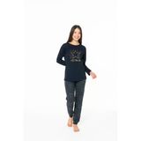 U.s. Polo Assn. Kadın %100 Pamuklu Yıldız Desenli Bisiklet Yaka Pijama Takımı Lacivert Lacivert - Arsno20b16h3-Nlac