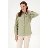 U.S. Polo Assn. Kadın Açık Haki Uzun Kollu Basic Gömlek 50316711-VR183 - Haki-1070 - 38