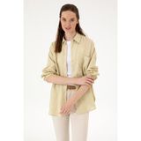 U.S. Polo Assn. Kadın Açık Haki Uzun Kollu Gömlek 50299794-VR183 - Haki-1070 - 36