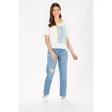 U.S. Polo Assn. Kadın Açık Mavi Mom High Waist Fit Jean Pantolon 50263809-DN0021