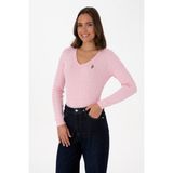 U.S. Polo Assn. Kadın Açık Pembe V Yaka Basic Kazak 50307700-VR078 - XL